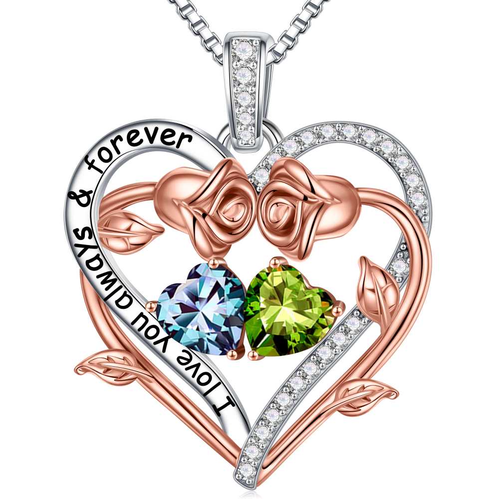 Iefil August October Birthstone Necklace Birthday Gifts for Mom Grandma, Anniversary Birthday Gift for Her Birthstone Jewelry Peridot Necklace Pink Sapphire Necklaces