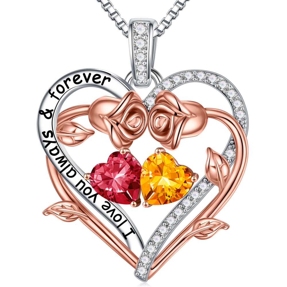 Iefil August October Birthstone Necklace Birthday Gifts for Mom Grandma, Anniversary Birthday Gift for Her Birthstone Jewelry Peridot Necklace Pink Sapphire Necklaces