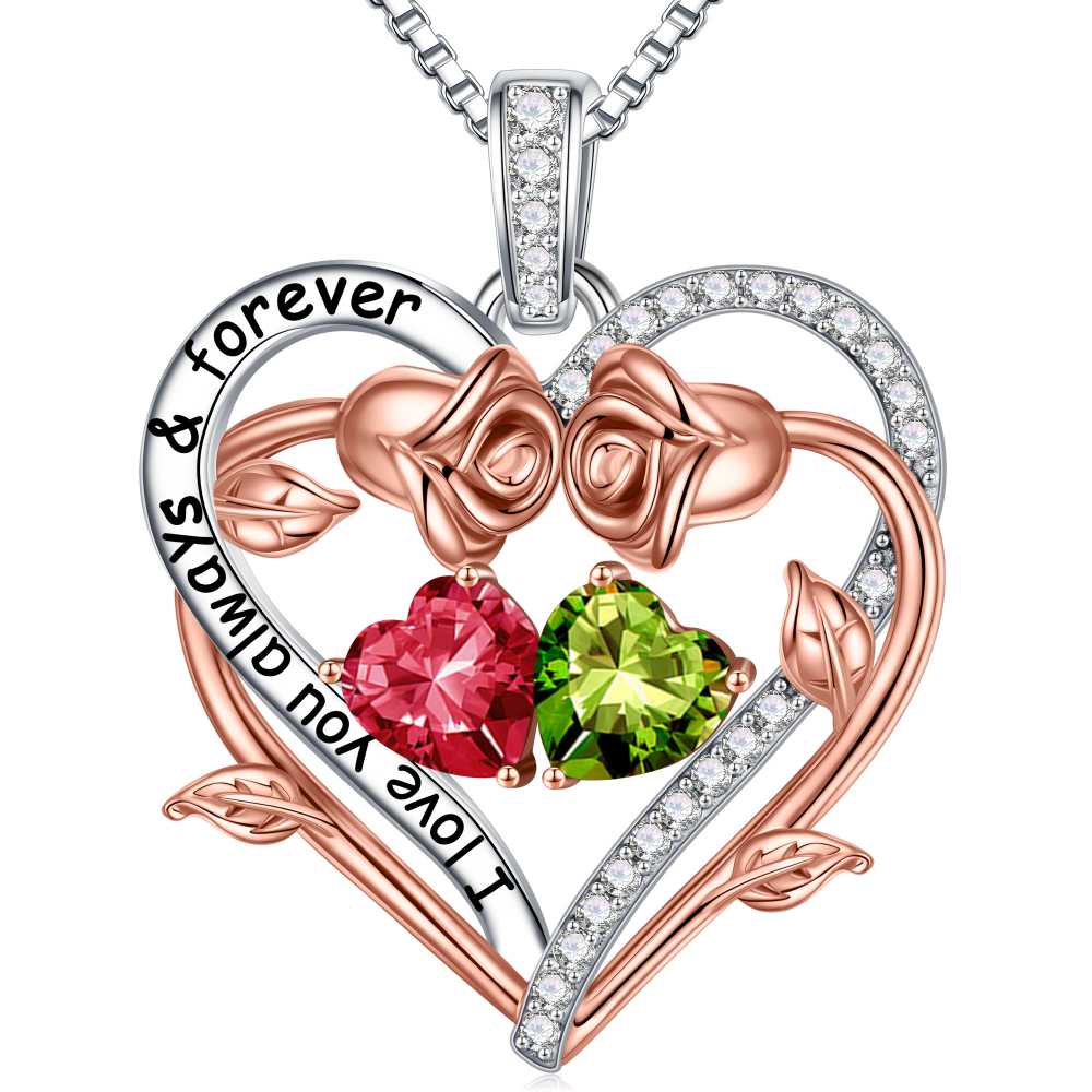 Iefil August October Birthstone Necklace Birthday Gifts for Mom Grandma, Anniversary Birthday Gift for Her Birthstone Jewelry Peridot Necklace Pink Sapphire Necklaces