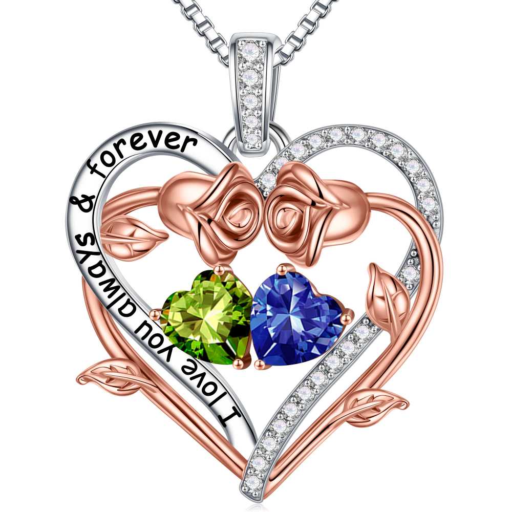 Iefil August October Birthstone Necklace Birthday Gifts for Mom Grandma, Anniversary Birthday Gift for Her Birthstone Jewelry Peridot Necklace Pink Sapphire Necklaces