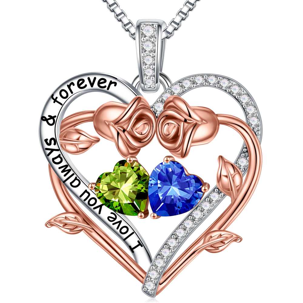 Iefil August October Birthstone Necklace Birthday Gifts for Mom Grandma, Anniversary Birthday Gift for Her Birthstone Jewelry Peridot Necklace Pink Sapphire Necklaces