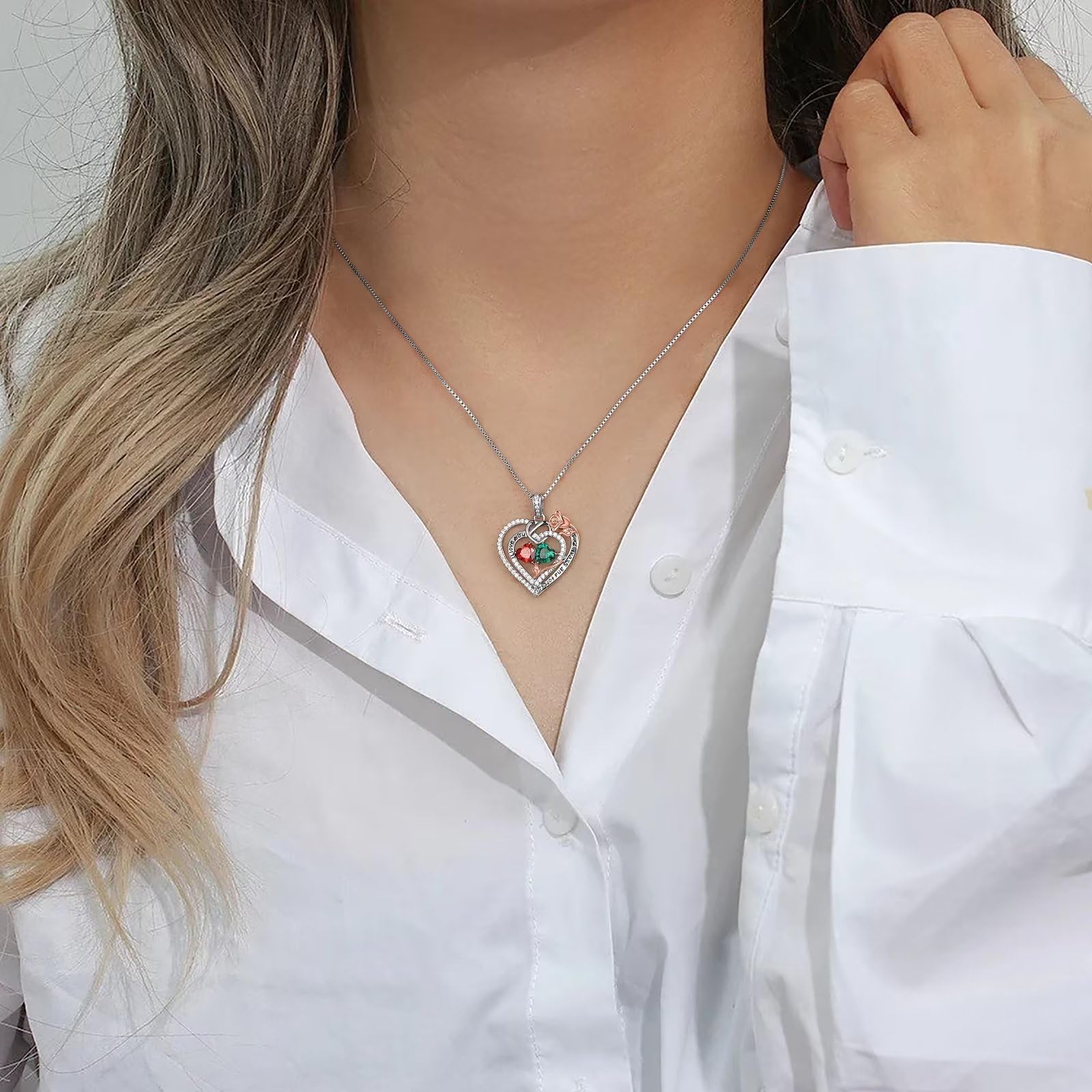 Iefil March Birthstone Necklace for Women, Blue Aquamarine Blue Necklace for Women Anniversary Birthday Gifts for Women Custome Birthstone Jewelry I Love You Gifts for Her