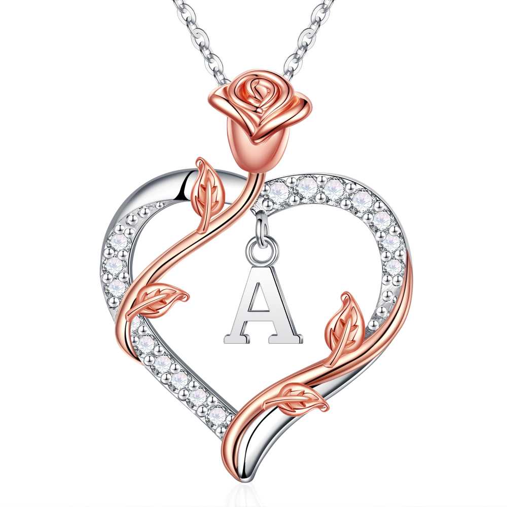 Iefil I Love You Gifts for Her with Rose Box, 925 Sterling Silver Rose Heart Initial B Letter Pendant Necklace Jewelry for Women Anniversary Women Gifts for Her Girlfriend Wife