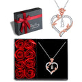 Iefil I Love You Gifts for Her with Rose Box, 925 Sterling Silver Rose Heart Initial B Letter Pendant Necklace Jewelry for Women Anniversary Women Gifts for Her Girlfriend Wife
