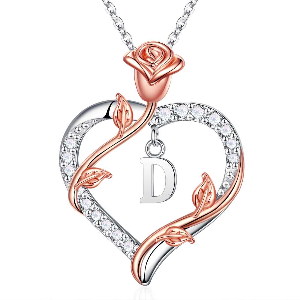 Iefil I Love You Gifts for Her with Rose Box, 925 Sterling Silver Rose Heart Initial B Letter Pendant Necklace Jewelry for Women Anniversary Women Gifts for Her Girlfriend Wife