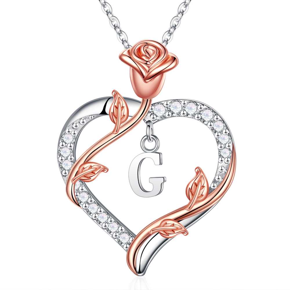Iefil I Love You Gifts for Her with Rose Box, 925 Sterling Silver Rose Heart Initial B Letter Pendant Necklace Jewelry for Women Anniversary Women Gifts for Her Girlfriend Wife