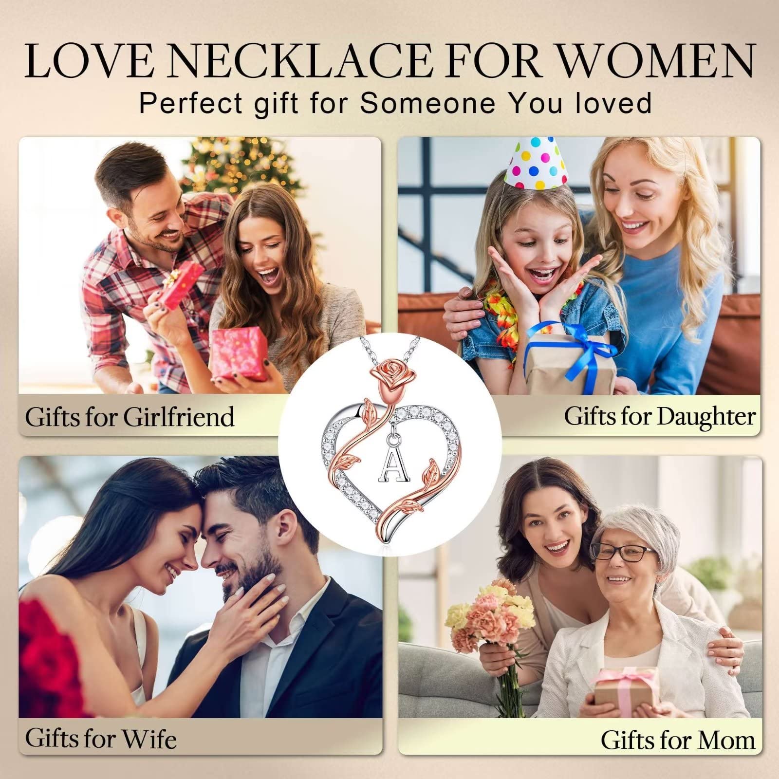Iefil I Love You Gifts for Her with Rose Box, 925 Sterling Silver Rose Heart Initial B Letter Pendant Necklace Jewelry for Women Anniversary Women Gifts for Her Girlfriend Wife