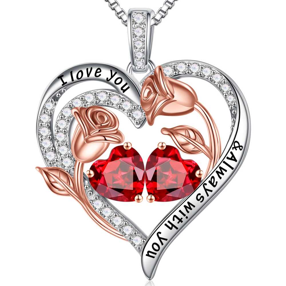 Iefil Anniversary Women Gifts - Anniversary Wife Gift | January June Birthstone Necklace, Garnet Alexandrite Jewelry