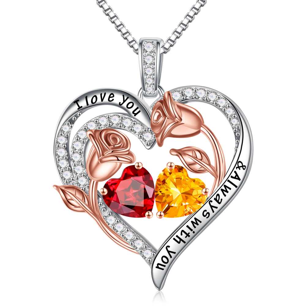 Iefil Anniversary Women Gifts - Anniversary Wife Gift | January June Birthstone Necklace, Garnet Alexandrite Jewelry