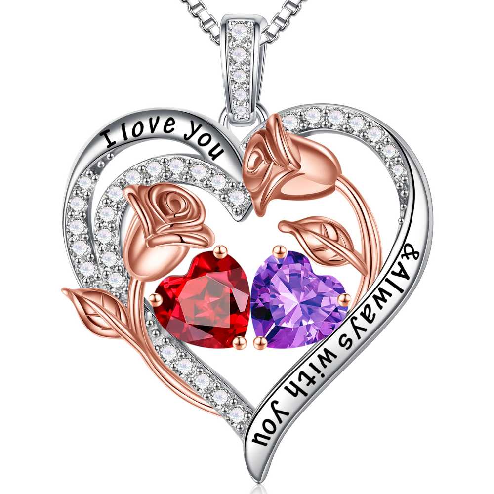 Iefil Anniversary Women Gifts - Anniversary Wife Gift | January June Birthstone Necklace, Garnet Alexandrite Jewelry