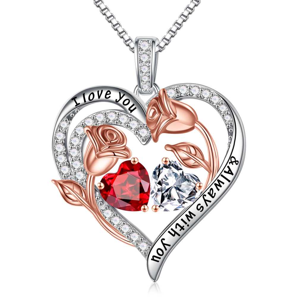 Iefil Anniversary Women Gifts - Anniversary Wife Gift | January June Birthstone Necklace, Garnet Alexandrite Jewelry