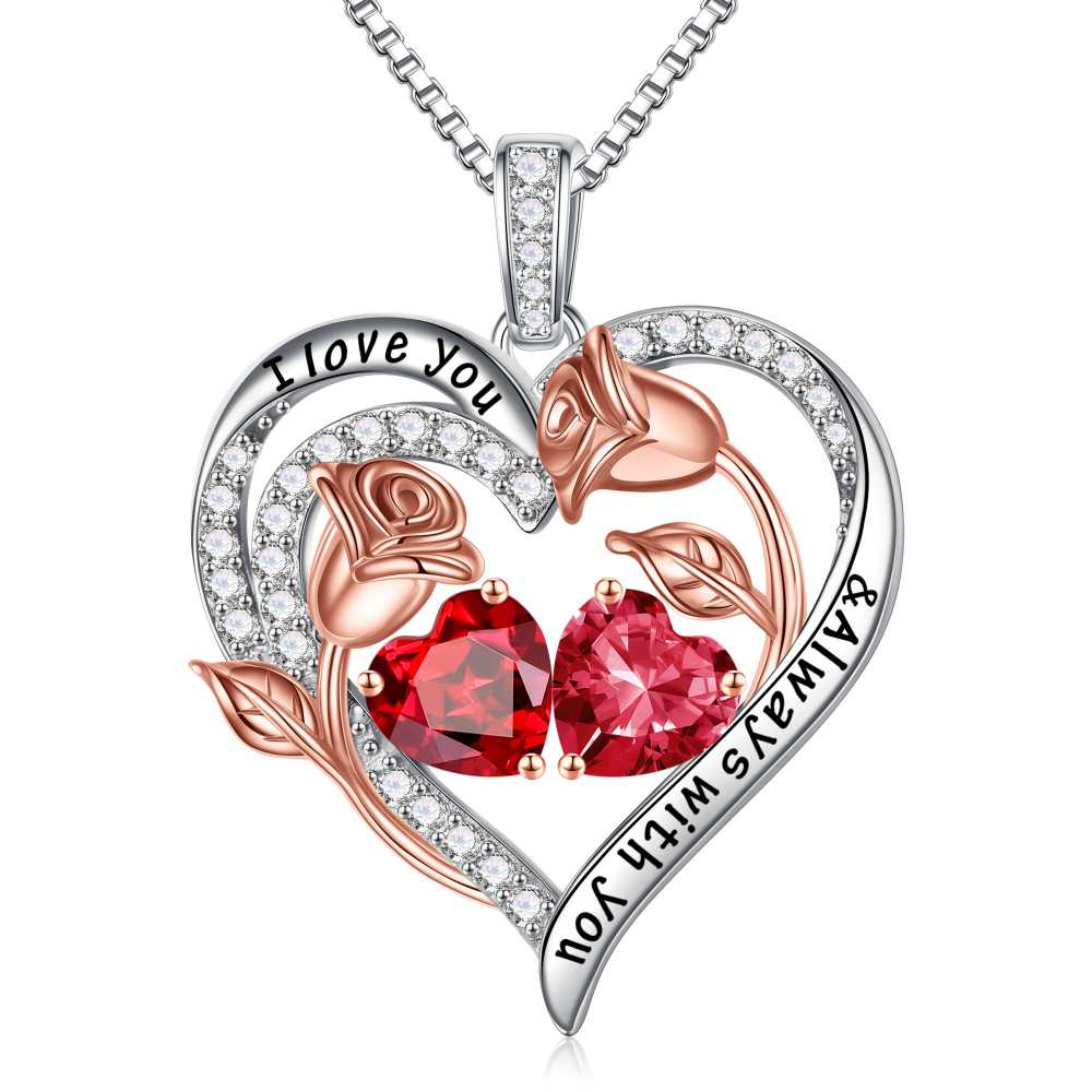 Iefil Anniversary Women Gifts - Anniversary Wife Gift | January June Birthstone Necklace, Garnet Alexandrite Jewelry