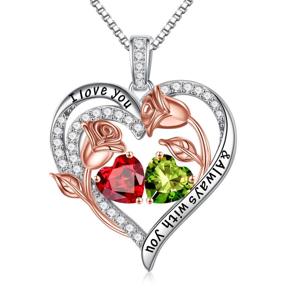 Iefil Anniversary Women Gifts - Anniversary Wife Gift | January June Birthstone Necklace, Garnet Alexandrite Jewelry