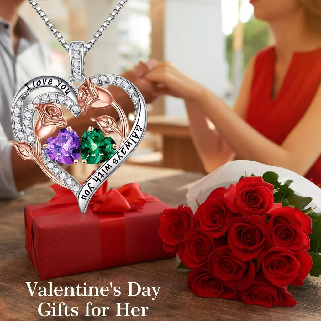 Iefil Anniversary Women Gifts - Anniversary Wife Gift | January June Birthstone Necklace, Garnet Alexandrite Jewelry