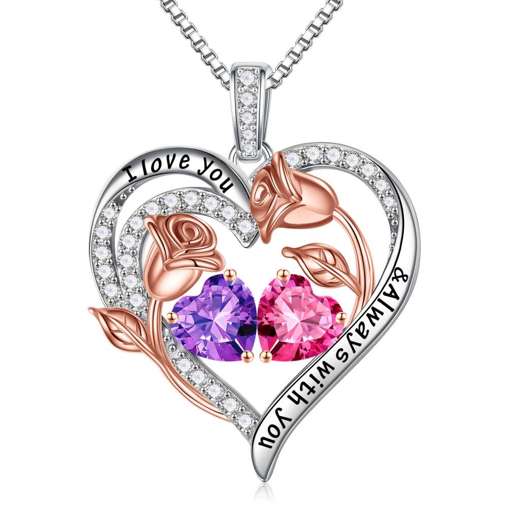 Iefil Anniversary Women Gifts - Anniversary Wife Gift | January June Birthstone Necklace, Garnet Alexandrite Jewelry