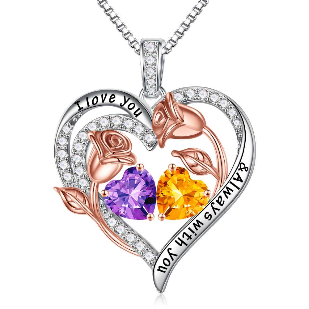 Iefil Anniversary Women Gifts - Anniversary Wife Gift | January June Birthstone Necklace, Garnet Alexandrite Jewelry