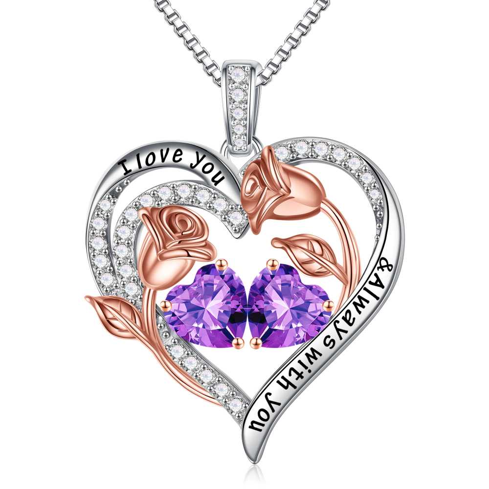 Iefil Anniversary Women Gifts - Anniversary Wife Gift | January June Birthstone Necklace, Garnet Alexandrite Jewelry