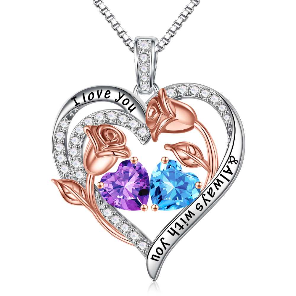 Iefil Anniversary Women Gifts - Anniversary Wife Gift | January June Birthstone Necklace, Garnet Alexandrite Jewelry