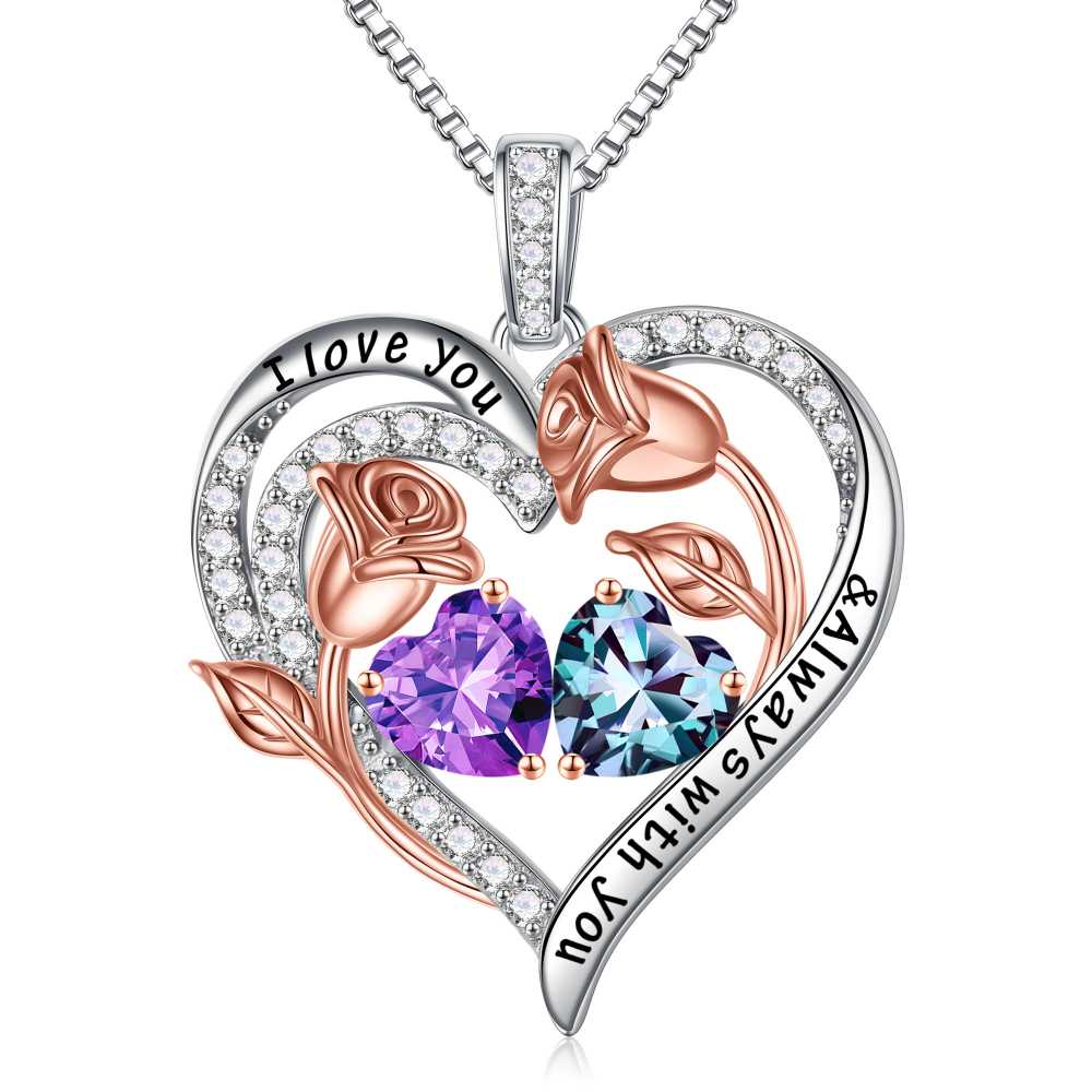 Iefil Anniversary Women Gifts - Anniversary Wife Gift | January June Birthstone Necklace, Garnet Alexandrite Jewelry