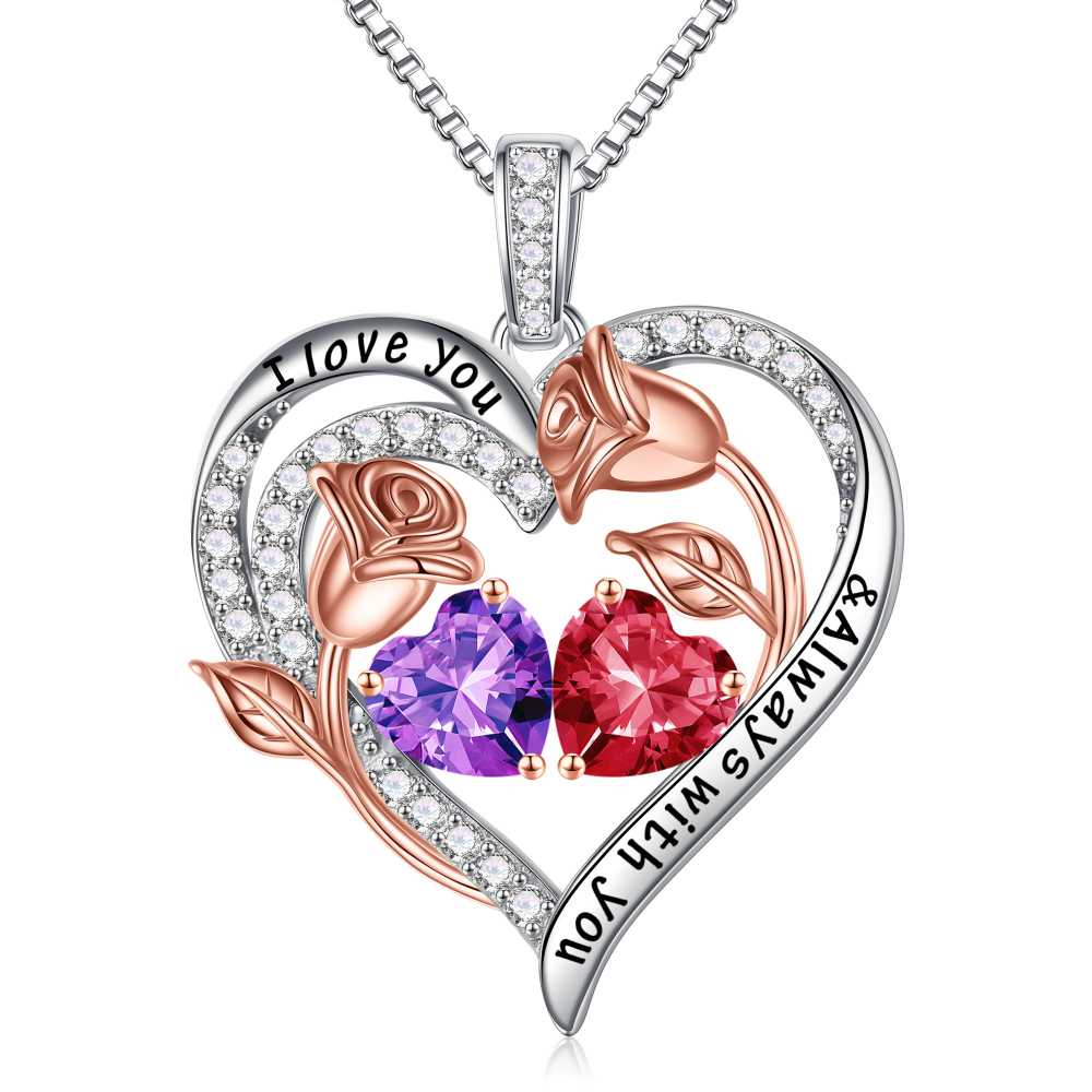 Iefil Anniversary Women Gifts - Anniversary Wife Gift | January June Birthstone Necklace, Garnet Alexandrite Jewelry