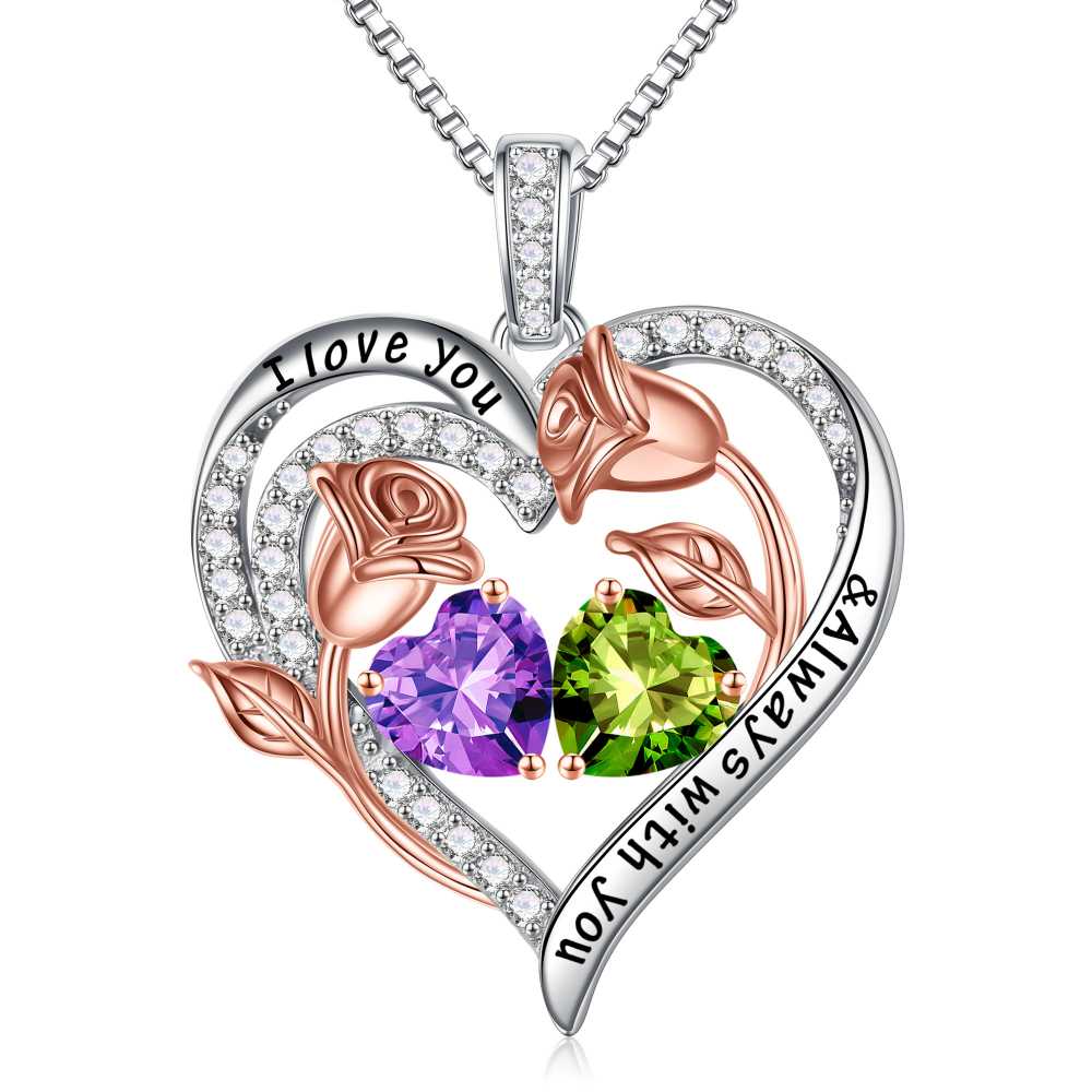 Iefil Anniversary Women Gifts - Anniversary Wife Gift | January June Birthstone Necklace, Garnet Alexandrite Jewelry