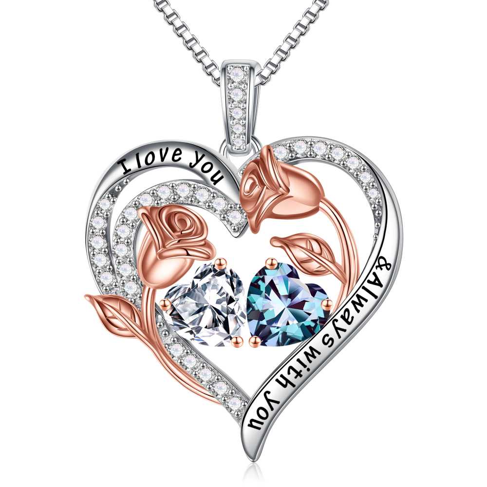 Iefil Anniversary Women Gifts - Anniversary Wife Gift | January June Birthstone Necklace, Garnet Alexandrite Jewelry