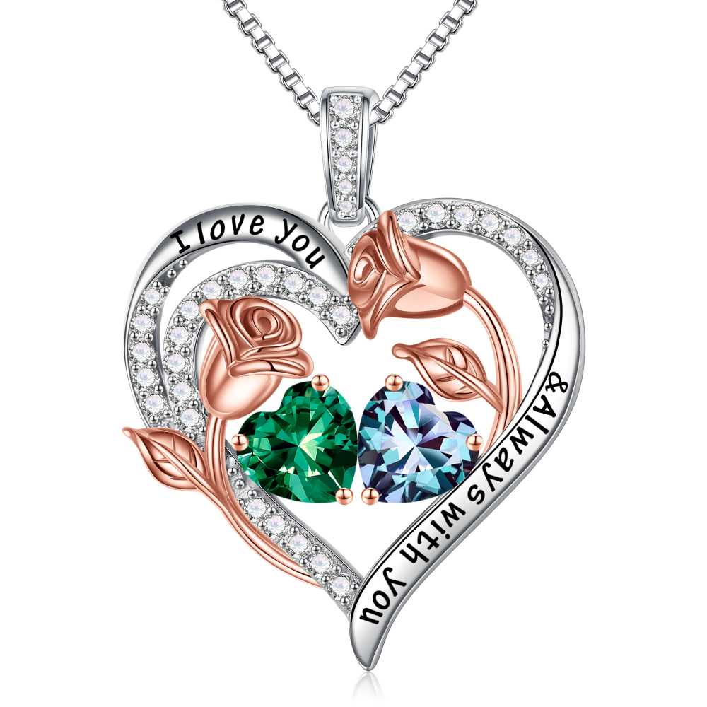 Iefil Anniversary Women Gifts - Anniversary Wife Gift | January June Birthstone Necklace, Garnet Alexandrite Jewelry