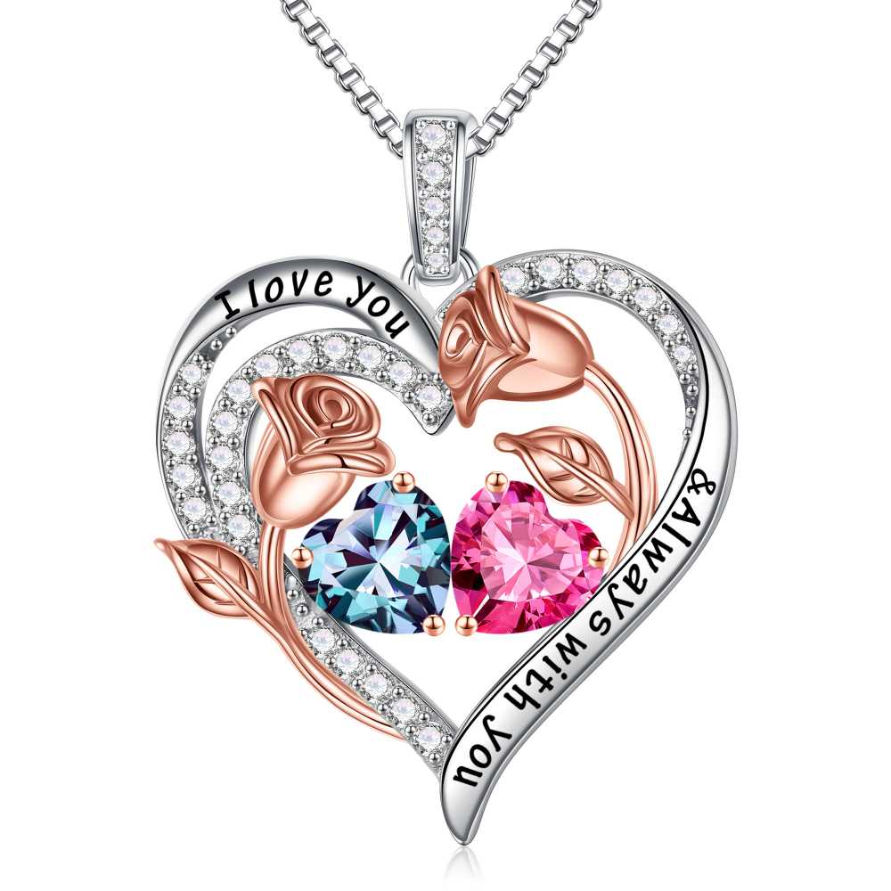 Iefil Anniversary Women Gifts - Anniversary Wife Gift | January June Birthstone Necklace, Garnet Alexandrite Jewelry