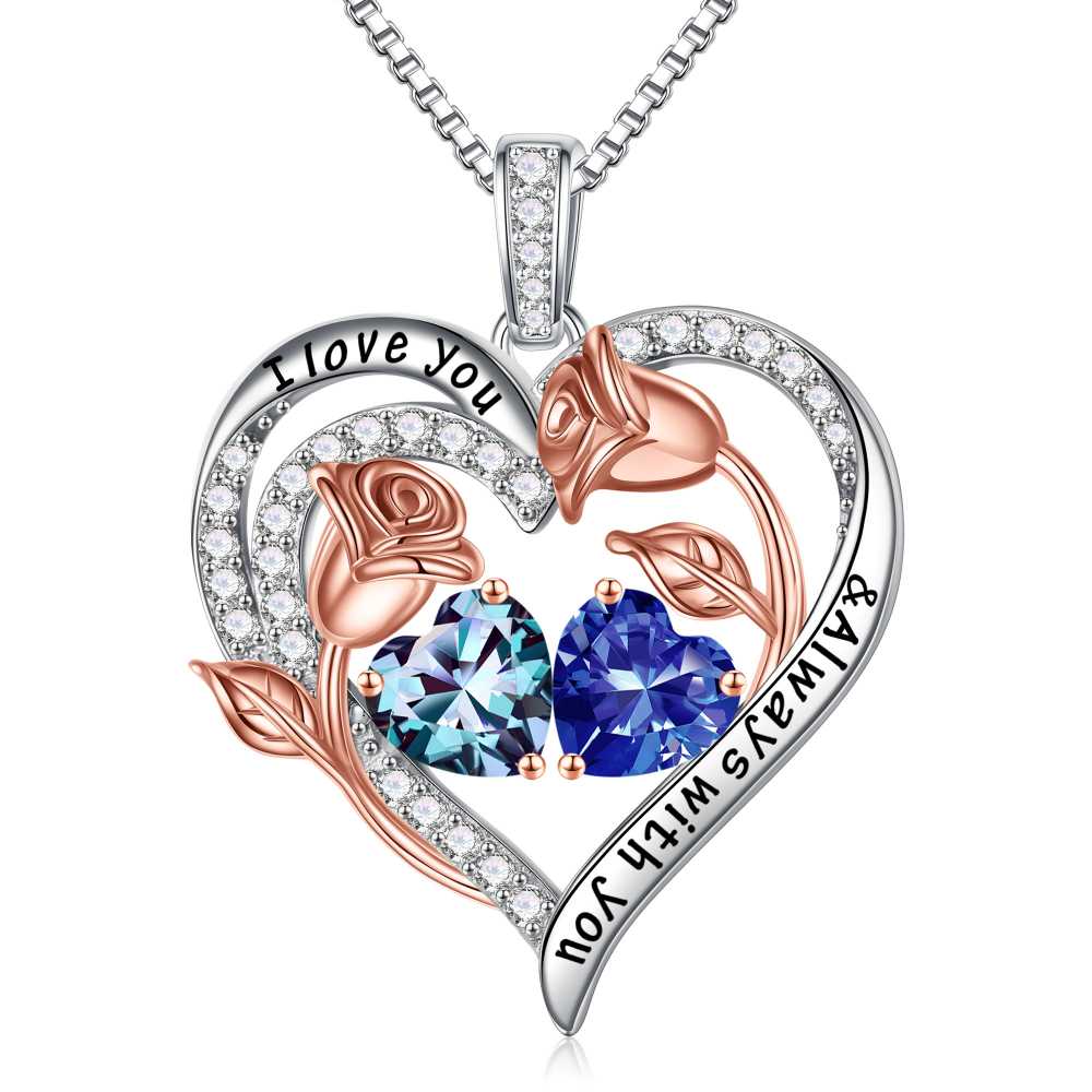 Iefil Anniversary Women Gifts - Anniversary Wife Gift | January June Birthstone Necklace, Garnet Alexandrite Jewelry