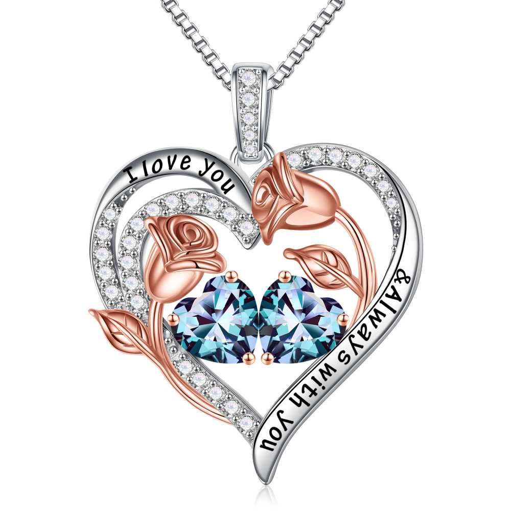 Iefil Anniversary Women Gifts - Anniversary Wife Gift | January June Birthstone Necklace, Garnet Alexandrite Jewelry
