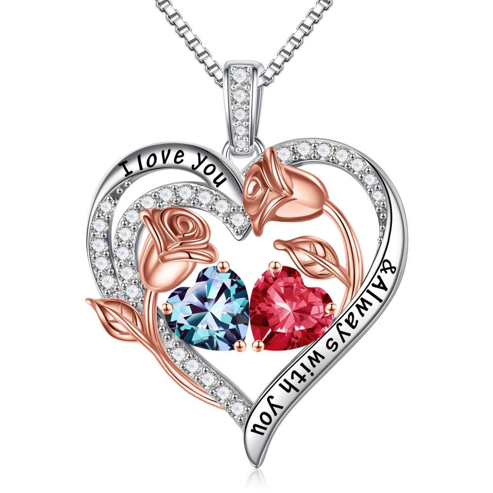Iefil Anniversary Women Gifts - Anniversary Wife Gift | January June Birthstone Necklace, Garnet Alexandrite Jewelry
