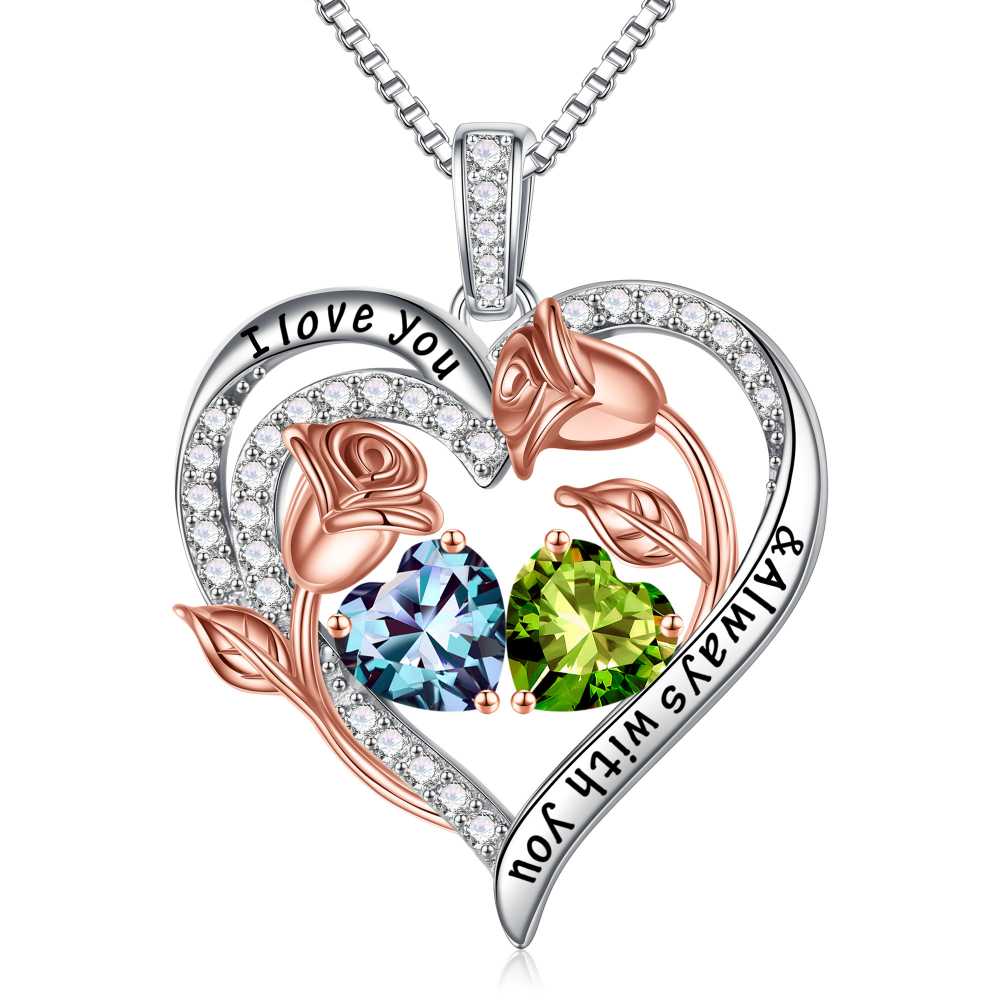 Iefil Anniversary Women Gifts - Anniversary Wife Gift | January June Birthstone Necklace, Garnet Alexandrite Jewelry