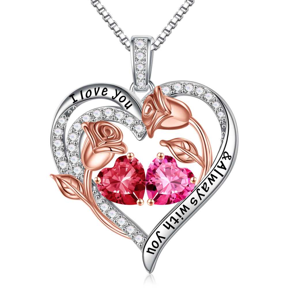 Iefil Anniversary Women Gifts - Anniversary Wife Gift | January June Birthstone Necklace, Garnet Alexandrite Jewelry
