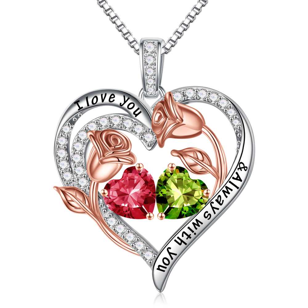 Iefil Anniversary Women Gifts - Anniversary Wife Gift | January June Birthstone Necklace, Garnet Alexandrite Jewelry