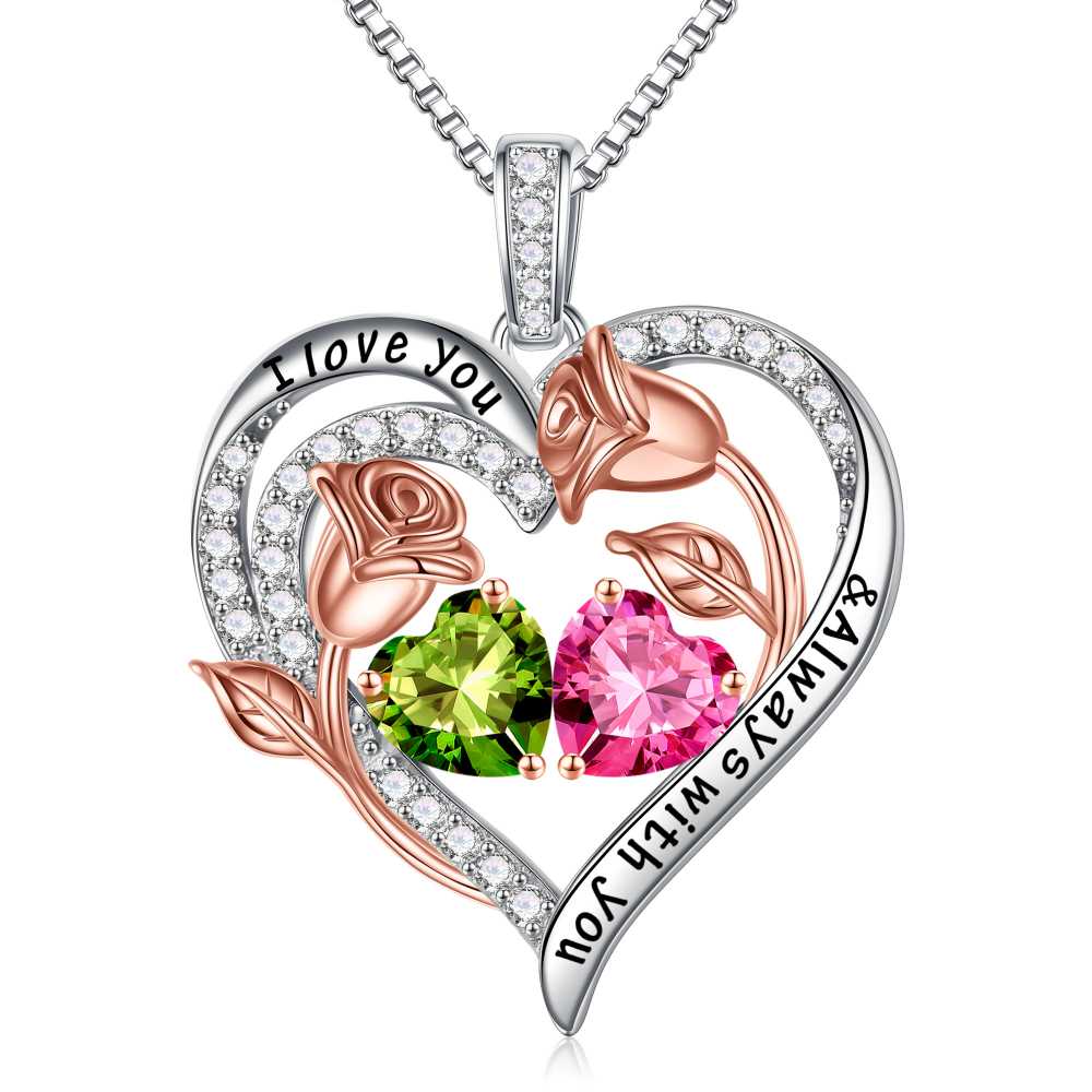 Iefil Anniversary Women Gifts - Anniversary Wife Gift | January June Birthstone Necklace, Garnet Alexandrite Jewelry