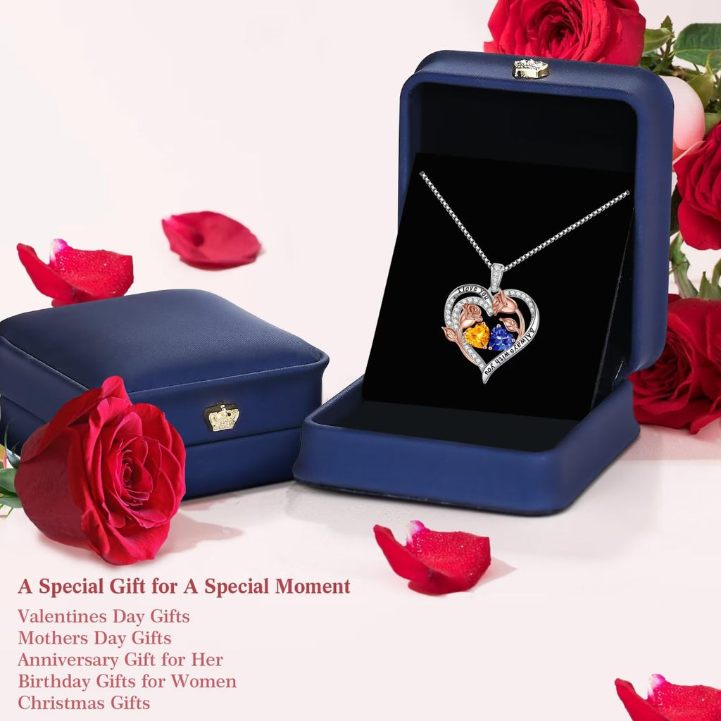 Iefil Anniversary Women Gifts - Anniversary Wife Gift | January June Birthstone Necklace, Garnet Alexandrite Jewelry