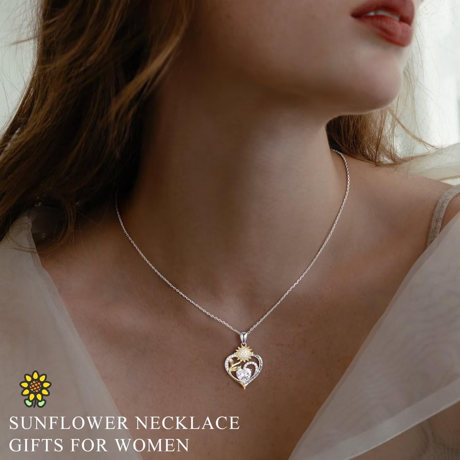 Iefil Sunflower Gifts for Women, Sunflower Necklace, Anniversary Birthday Gifts for Her,July Ruby Red Birthstone Necklace, Jewelry for Women Wife Mom