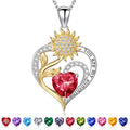 Iefil Sunflower Gifts for Women, Sunflower Necklace, Anniversary Birthday Gifts for Her,July Ruby Red Birthstone Necklace, Jewelry for Women Wife Mom